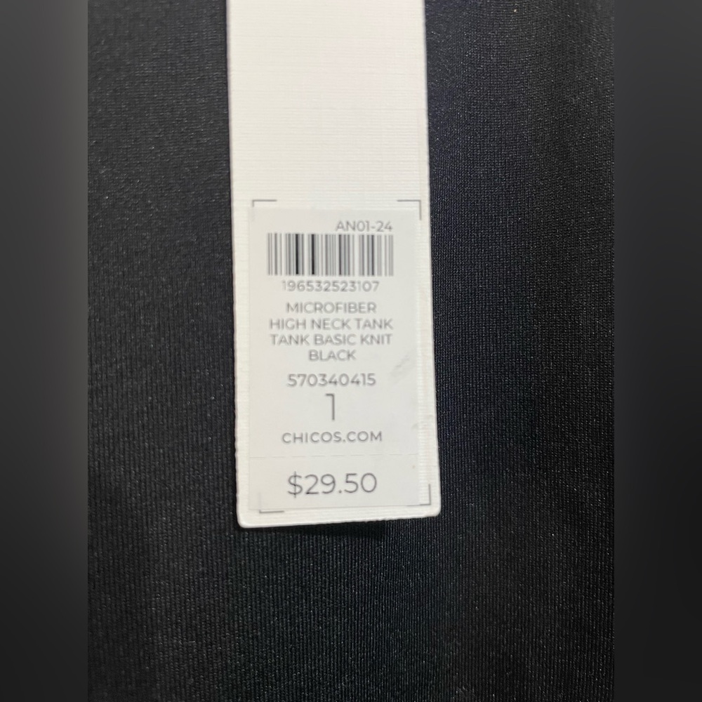 NWT Chico’s women’s black High Neck Microfiber Tank size 1 - Picture 3 of 6